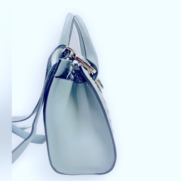 Auth Jimmy Choo Light Blue Star Studded 2way Mini Riley Satchel Top Hanfle Tote - Picture 5 of 15